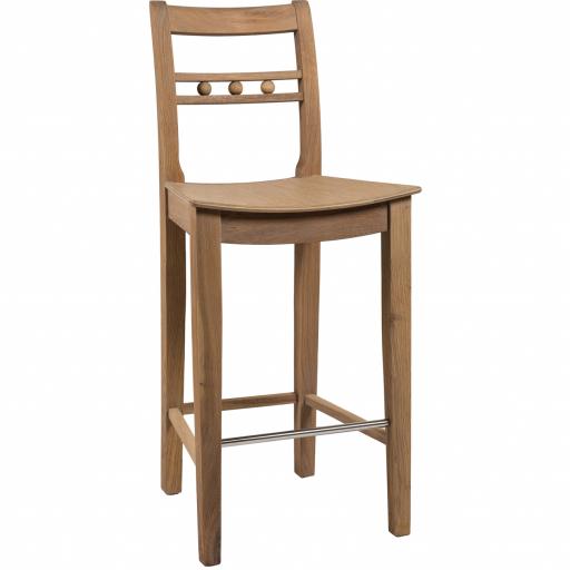 Suffolk High Back Oak Bar Stool - Neptune Furniture