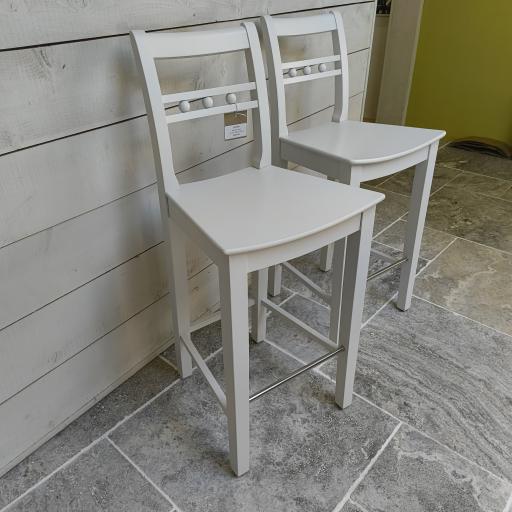 Pair of Suffolk High Back Bar Stools in Shell - Neptune Clearance